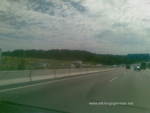 The A8 near Pforzheim - free-flowing eastbound, stau westbound