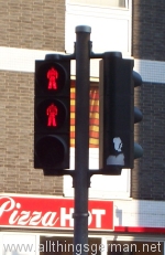 Red pedestrian traffic lights