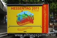 The Hessentag trailer parked outside the Rathaus