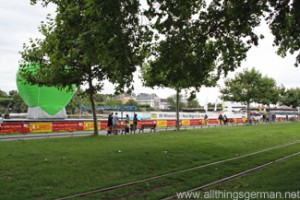 The MS Wissenschaft moored in Frankfurt am Main