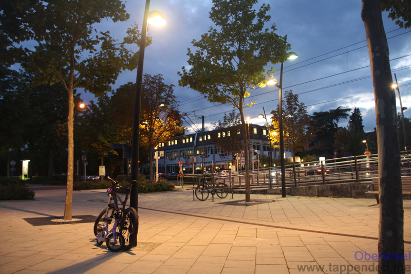 Oberursel station forecourt at night