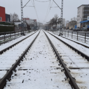 U-Bahn Tracks in the snow in the Berliner Straße