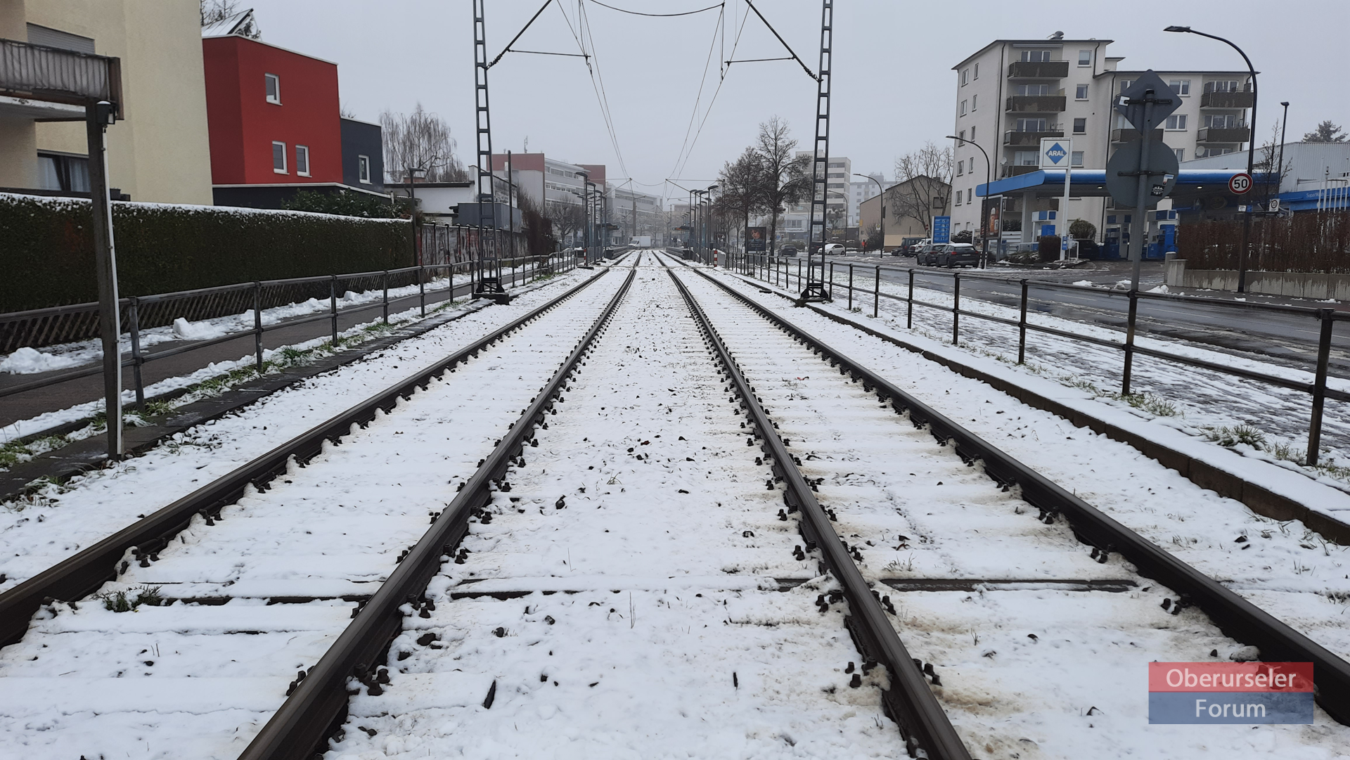 U-Bahn Tracks in the snow in the Berliner Straße