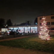 The Christmas Tree at the Heinrich-Geibel-Platz, one evening in Stierstadt