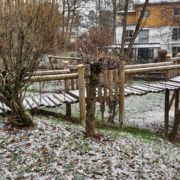 A playground in Oberursel with light snow