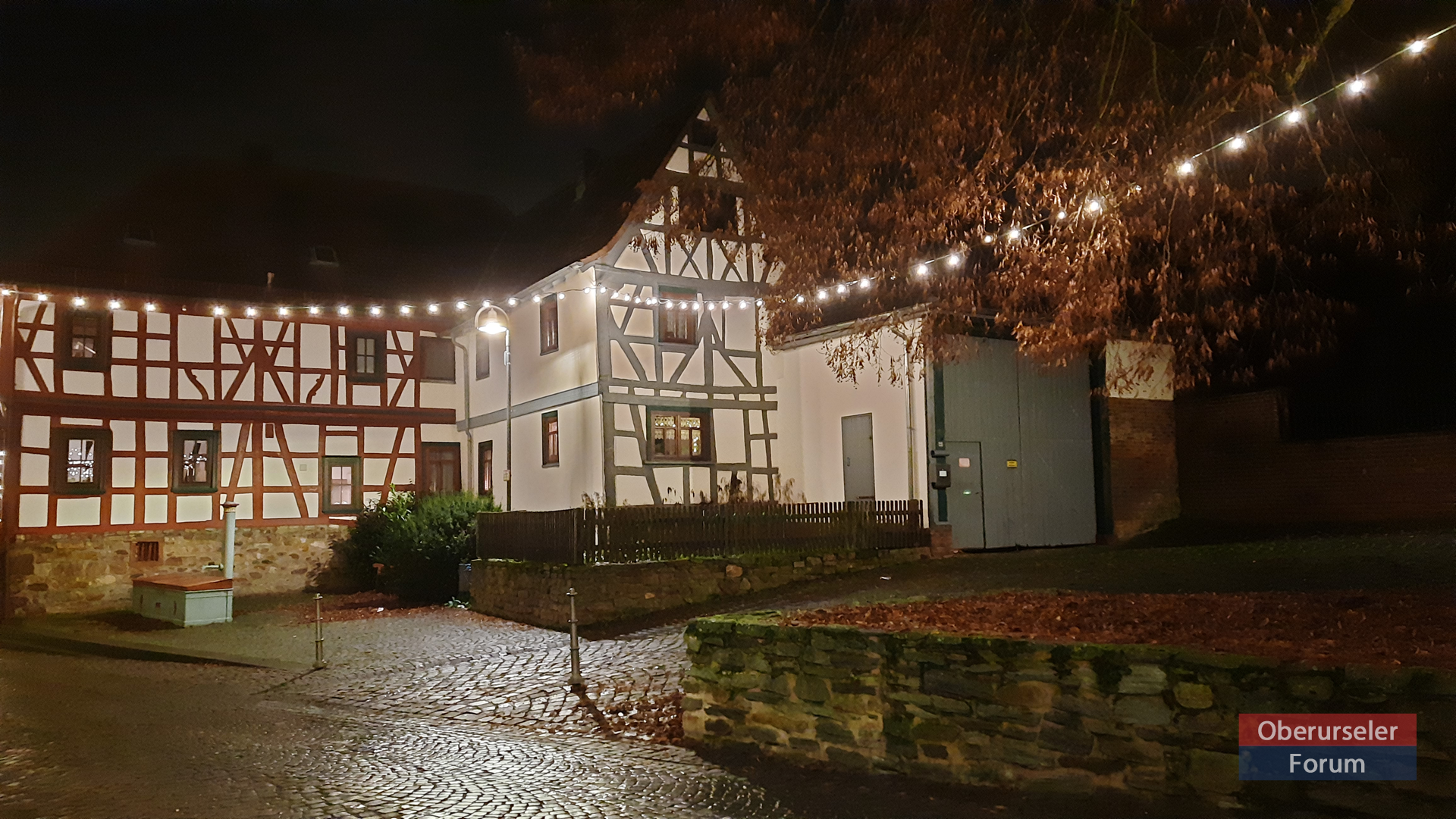 The Wetebrunnen Fountain one evening in Stierstadt