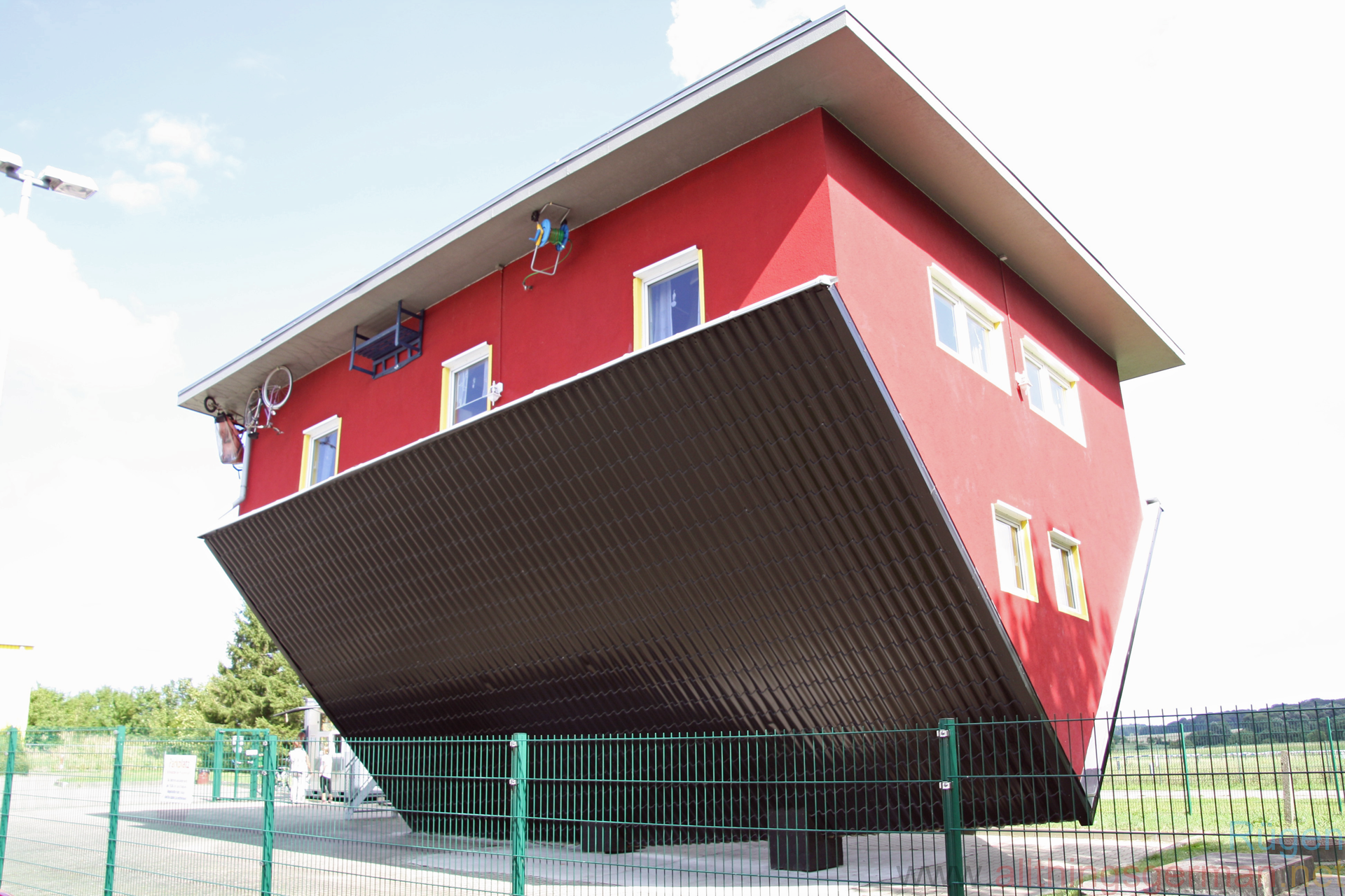 The upside-down house (Haus Kopfüber) in Putbus on Rügen.