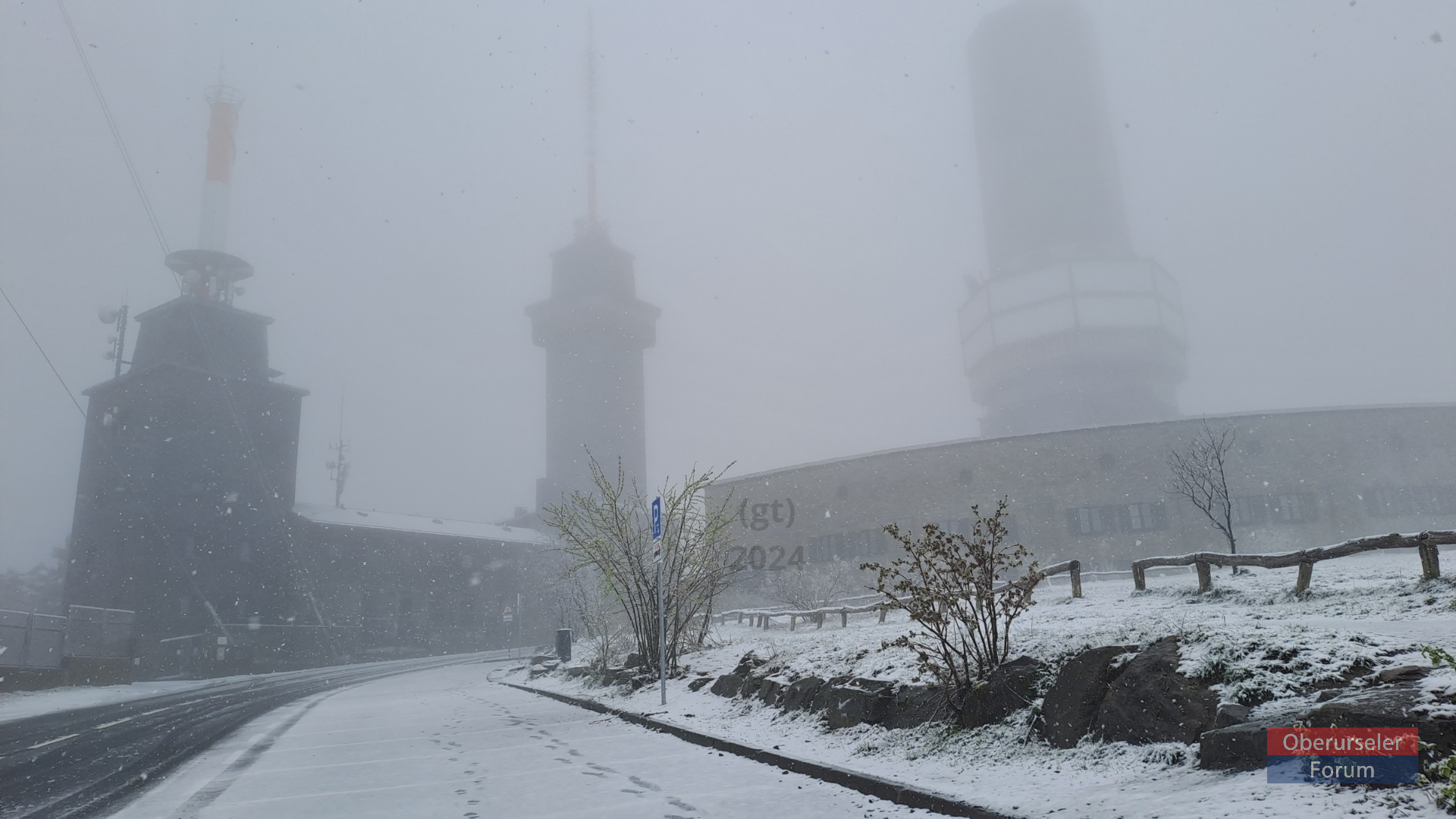 Snow at the summit of the Feldberg on 16th April, 2024