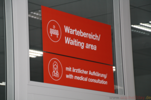 The red waiting area