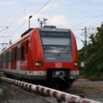 An S-Bahn train leaving the station in Oberursel