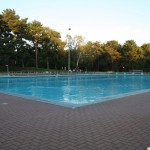 The outdoor pool at 7pm - now empty