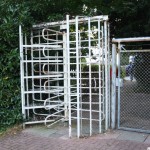 The turnstile next to the changing rooms