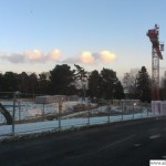 The building site seen from the road