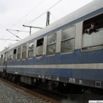 Carriages passing by as the train leaves Oberursel station