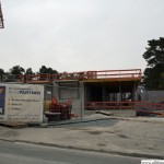 Work on the entrance to the new swimming pool building