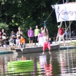 The zipwire in the centre of the lake