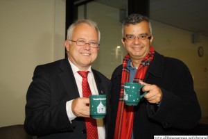 Hans-Georg Brum drinking hot white wine with Murat Sarac from Kusadasi