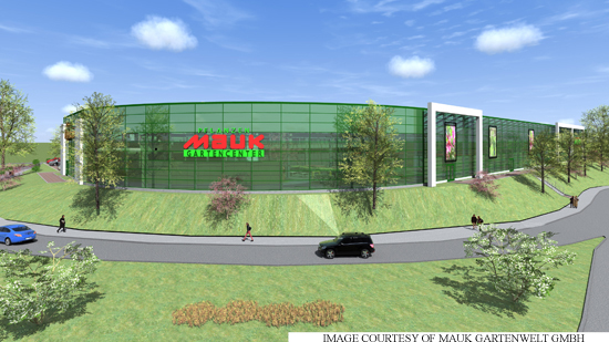The new Mauk garden centre (artist's impression, viewed from the crossing on the Homburger Landstrasse)