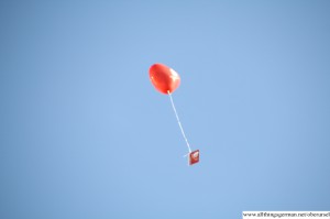 A balloon takes to the air