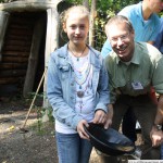 Johanna (11) panning for gold with Rainer Schulz-Isenbeck