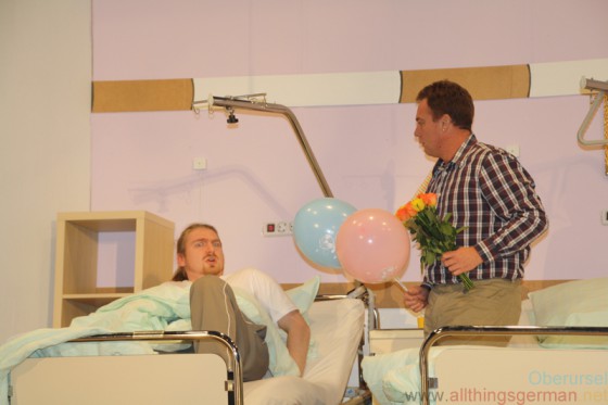 Expectant father Walter is surprised to find a man in bed in the maternity ward