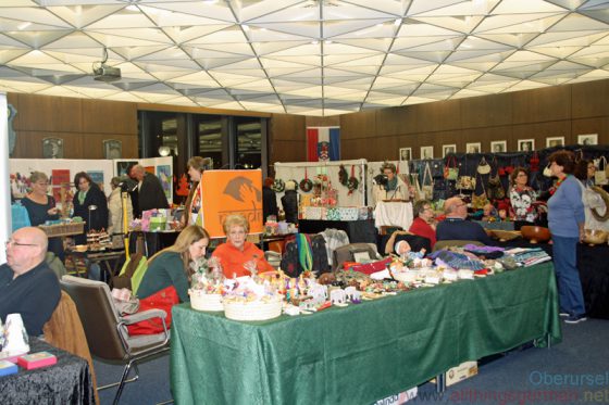 Inside Oberursel's town hall there are a number of handicraft stalls selling their wares during the Christmas Market.