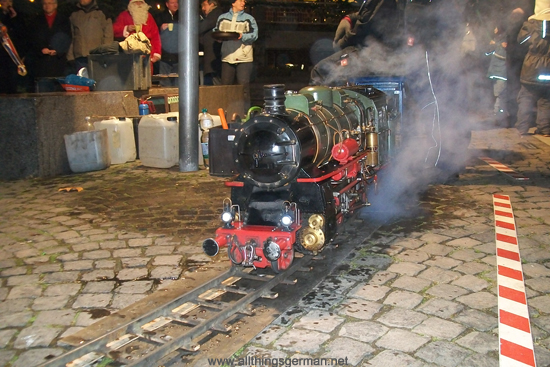 A steam train giving rides at the Oberursel Christmas Market 2011